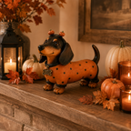 🎃 Halloween Pumpkin Dachshund Resin Figurine — Charming Seasonal Dog Decor