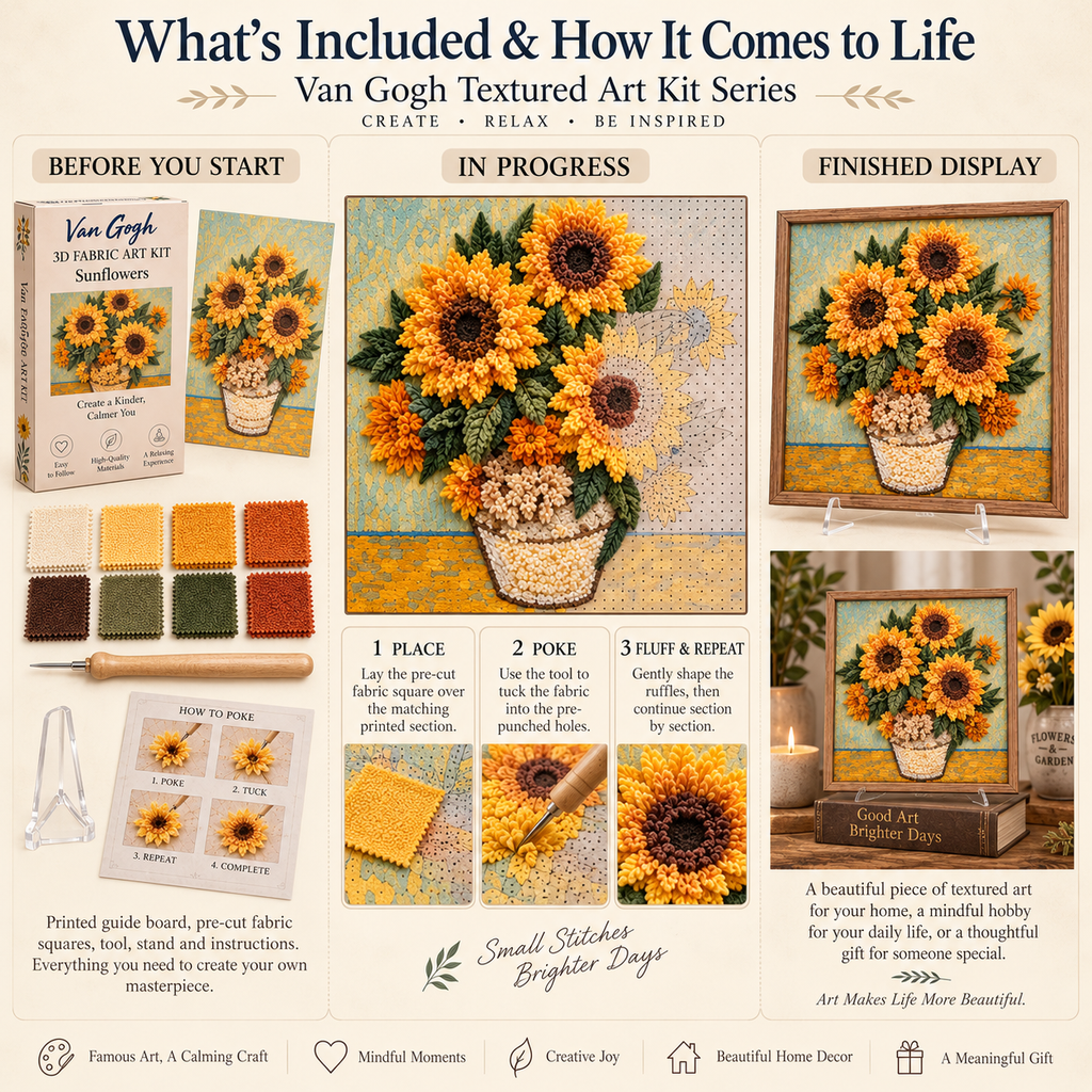 🎨 Van Gogh 3D Fabric Poke Art Kit