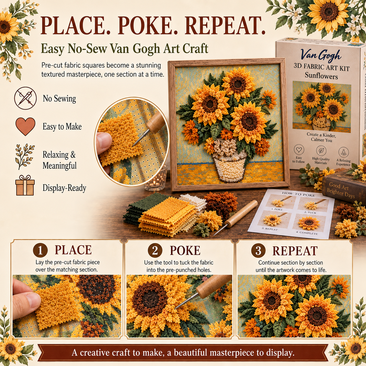 🎨 Van Gogh 3D Fabric Poke Art Kit