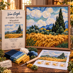 🎨 Van Gogh 3D Fabric Poke Art Kit - 🌾 Wheatfield with Cypresses