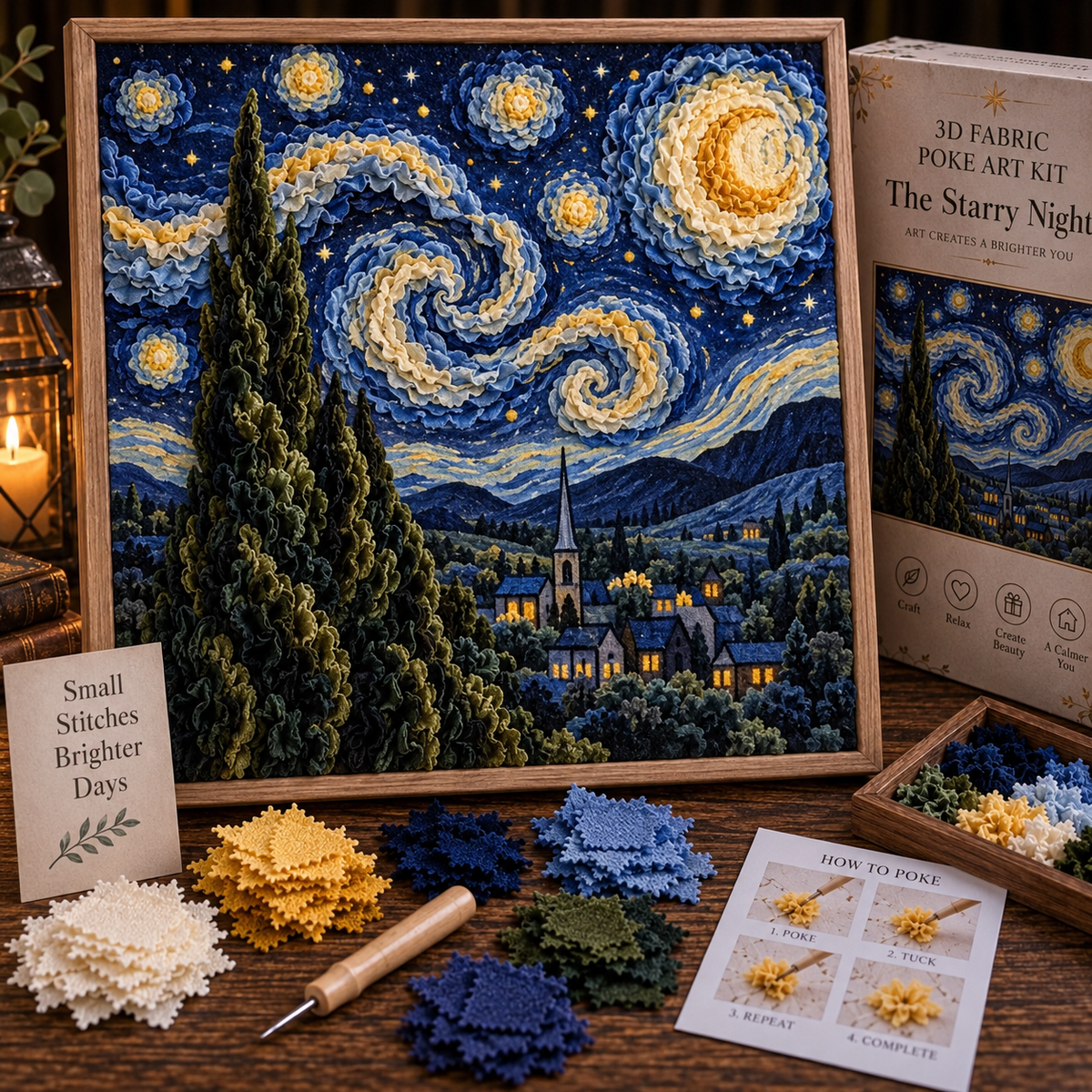 🎨 Van Gogh 3D Fabric Poke Art Kit