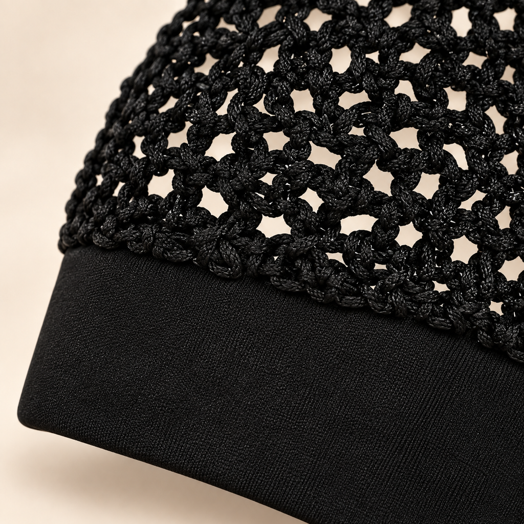 🧶 Wide-Band Crochet Hair Net | 💨 Breathable Stretch Sleep & Beauty Hair Cap