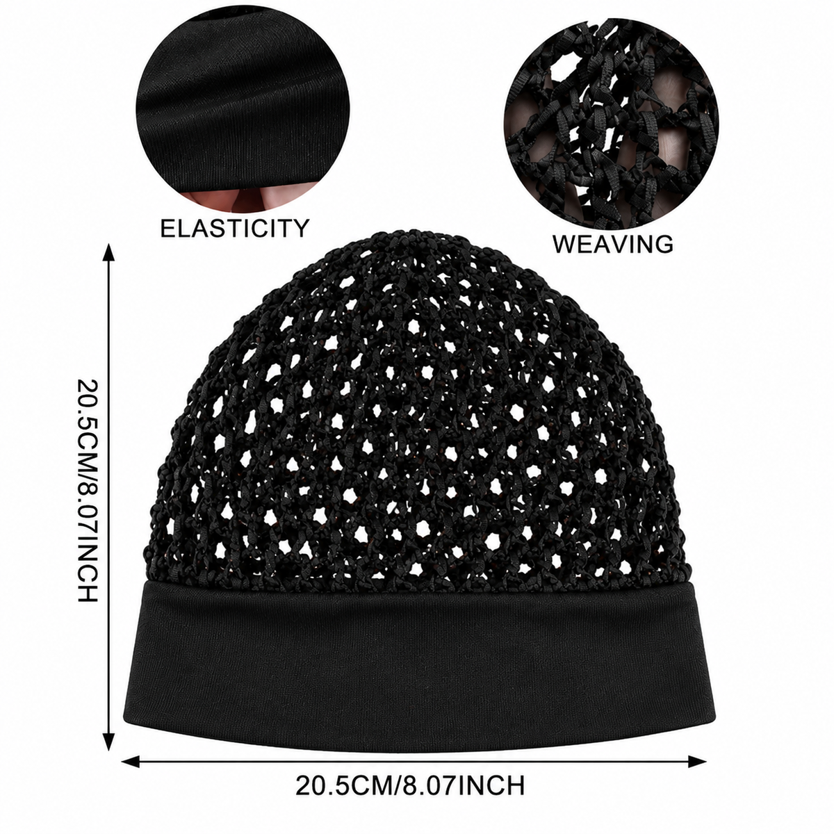 🧶 Wide-Band Crochet Hair Net | 💨 Breathable Stretch Sleep & Beauty Hair Cap