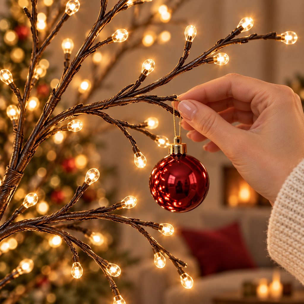 ✨ Flexible LED Branch Lights | Remote-Controlled Holiday Wall Decor