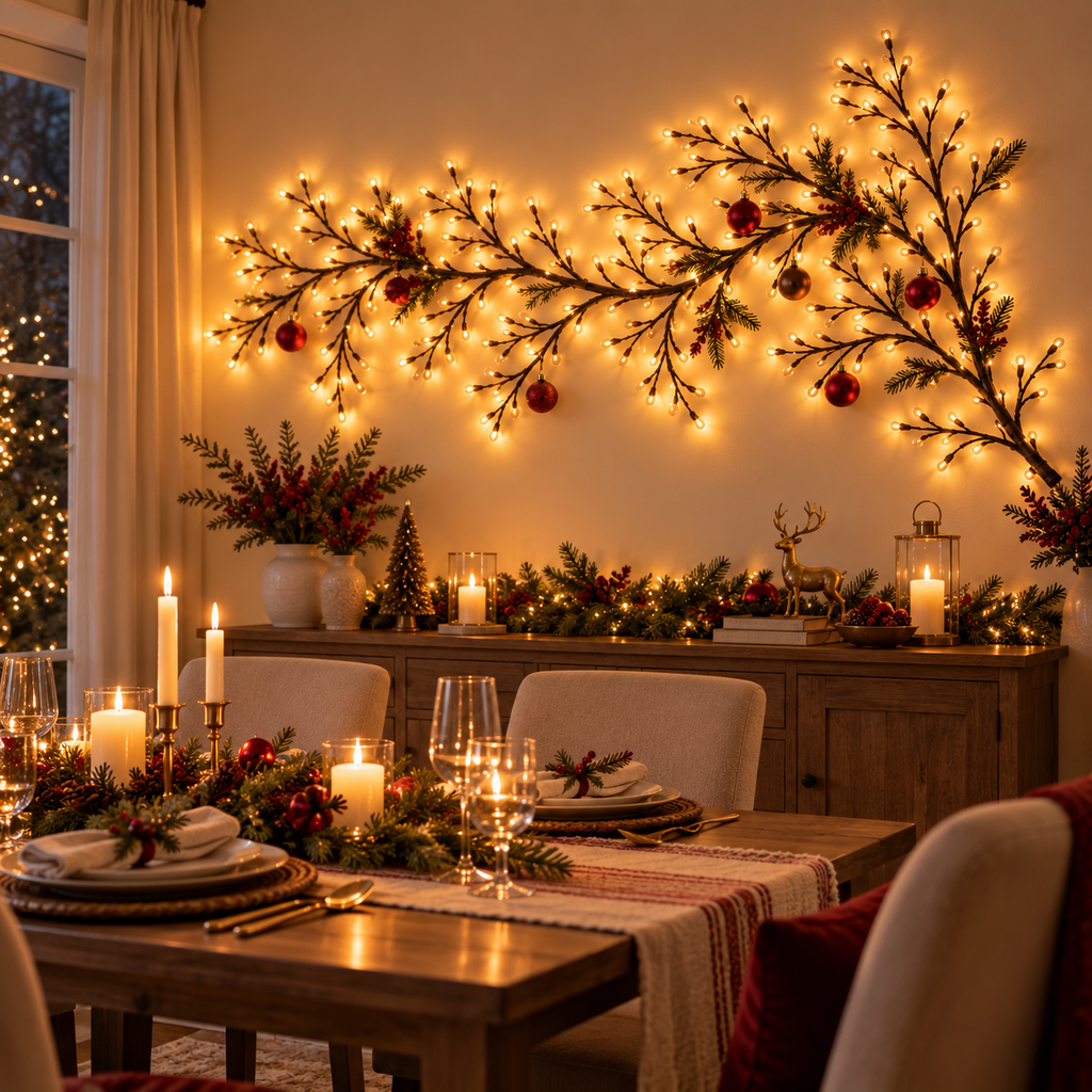 ✨ Flexible LED Branch Lights | Remote-Controlled Holiday Wall Decor