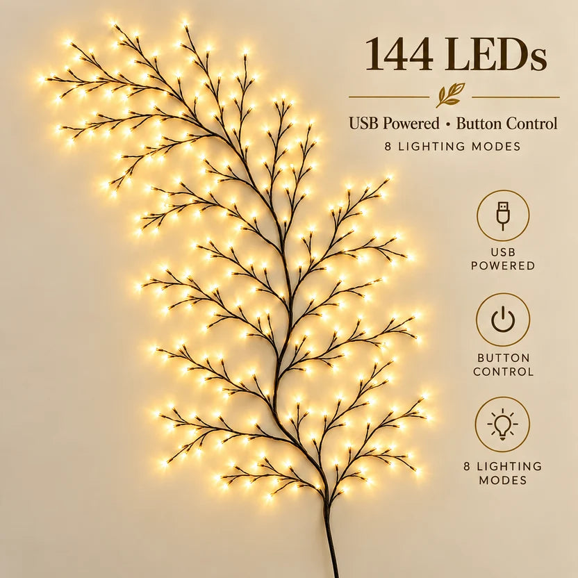 Enchanted Willow Vine Christmas Lights – 8 Lighting Modes & Warm White Glow
