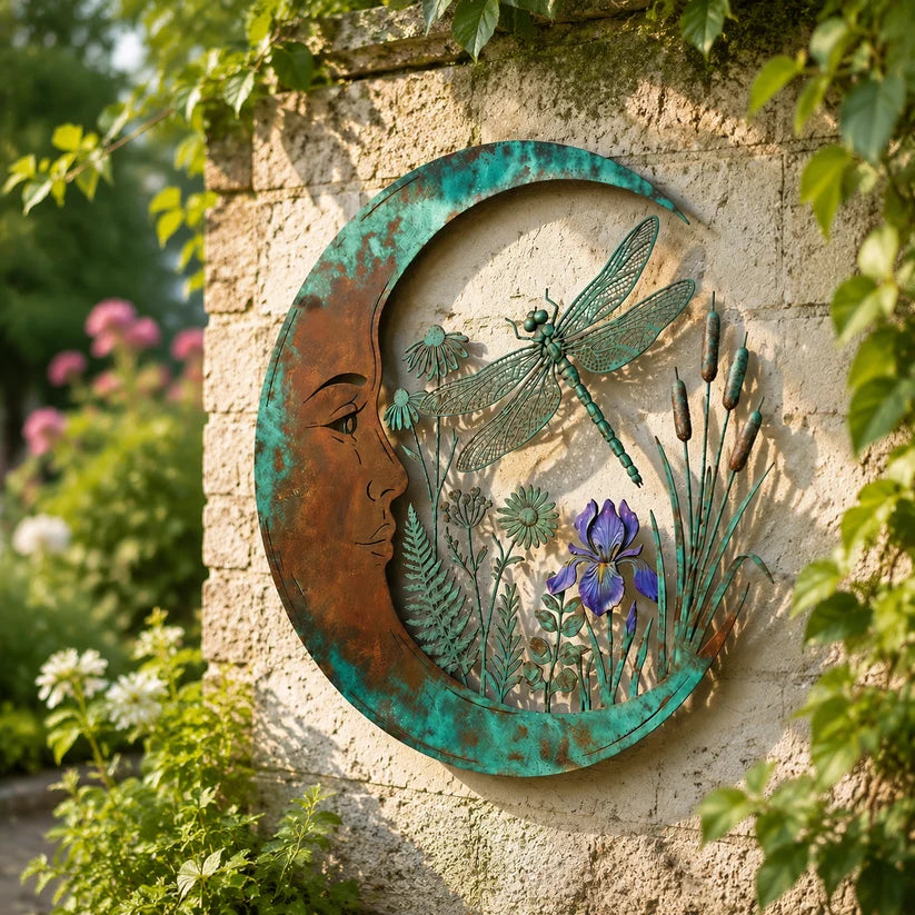 🌙 Enchanted Moon Garden Wall Art – Nature Inspired Metal Wall Decor for Home & Garden