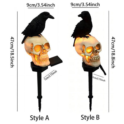 🐦‍⬛Solar-powered animated raven skull garden stake💀 | Halloween garden decoration for outdoors