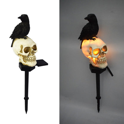 🐦‍⬛Solar-powered animated raven skull garden stake💀 | Halloween garden decoration for outdoors