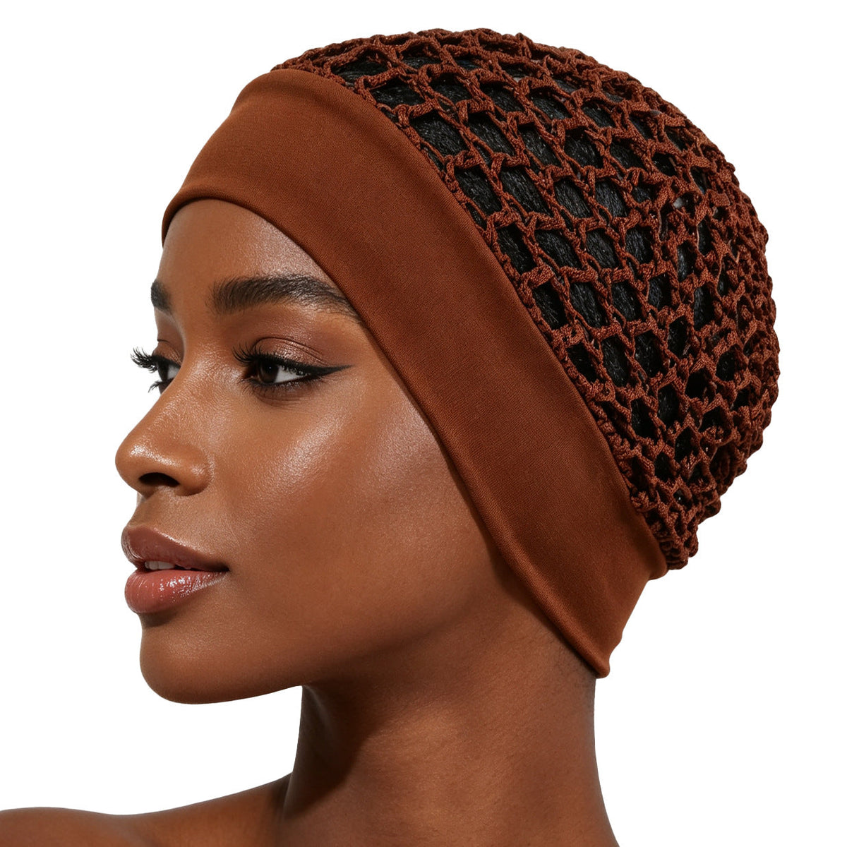 🧶 Wide-Band Crochet Hair Net | 💨 Breathable Stretch Sleep & Beauty Hair Cap