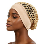 🧶 Wide-Band Crochet Hair Net | 💨 Breathable Stretch Sleep & Beauty Hair Cap