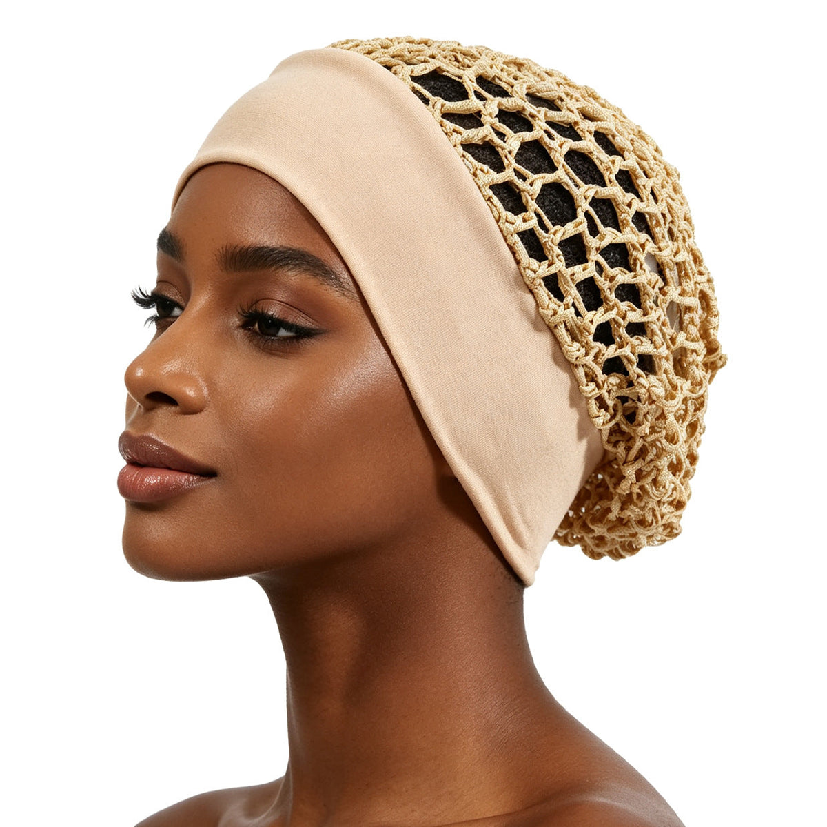 🧶 Wide-Band Crochet Hair Net | 💨 Breathable Stretch Sleep & Beauty Hair Cap