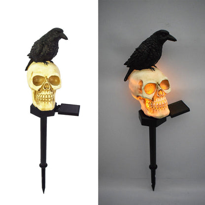 🐦‍⬛Solar-powered animated raven skull garden stake💀 | Halloween garden decoration for outdoors