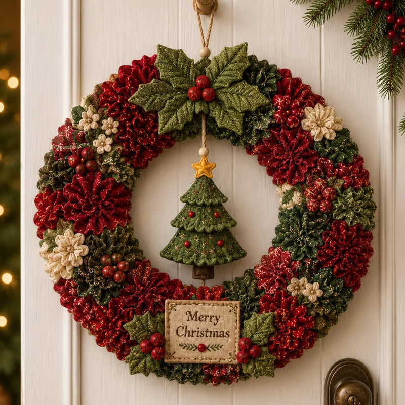 🏆Limited Time Sale 49% OFF🎁🎄 3D Fabric Poke Wreath DIY Kit