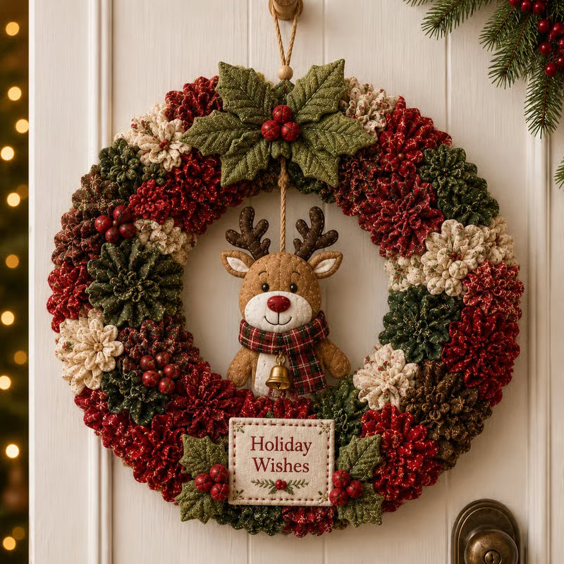 🏆Limited Time Sale 49% OFF🎁🎄 3D Fabric Poke Wreath DIY Kit