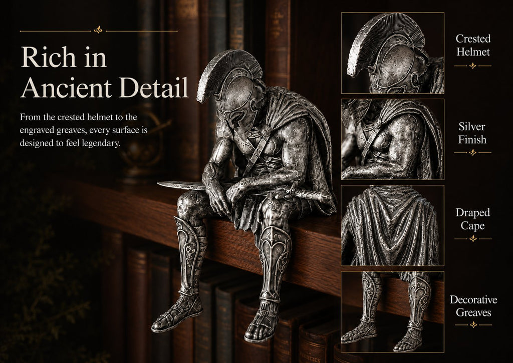 🎁Last Day 49% OFF-⚔️ Ancient Greek Warrior Shelf Sitter – Unique Bookshelf Decor