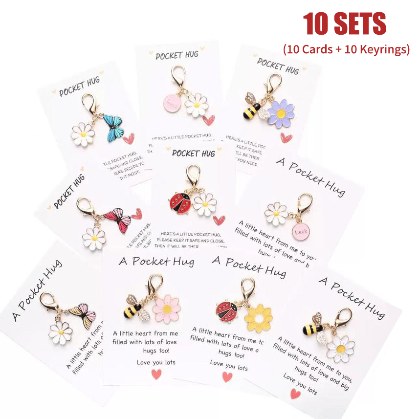 🤗Hug Favors –  Appreciation Gifts with Inspirational Cards & Resin Keyrings (Butterfly, Ladybird, Flower, Bee)🦋🌸🐝