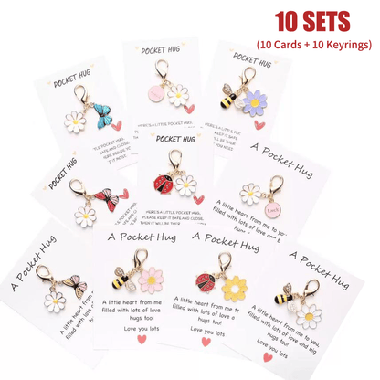 🤗Hug Favors –  Appreciation Gifts with Inspirational Cards & Resin Keyrings (Butterfly, Ladybird, Flower, Bee)🦋🌸🐝