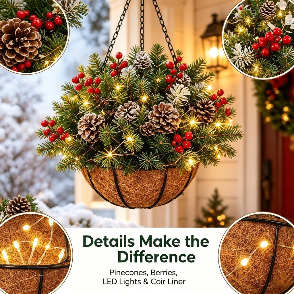 🎄 Last day: 50% OFF🏆Christmas basket with built-in lights |🎄 With built-in lights, weatherproof, and maintenance-free