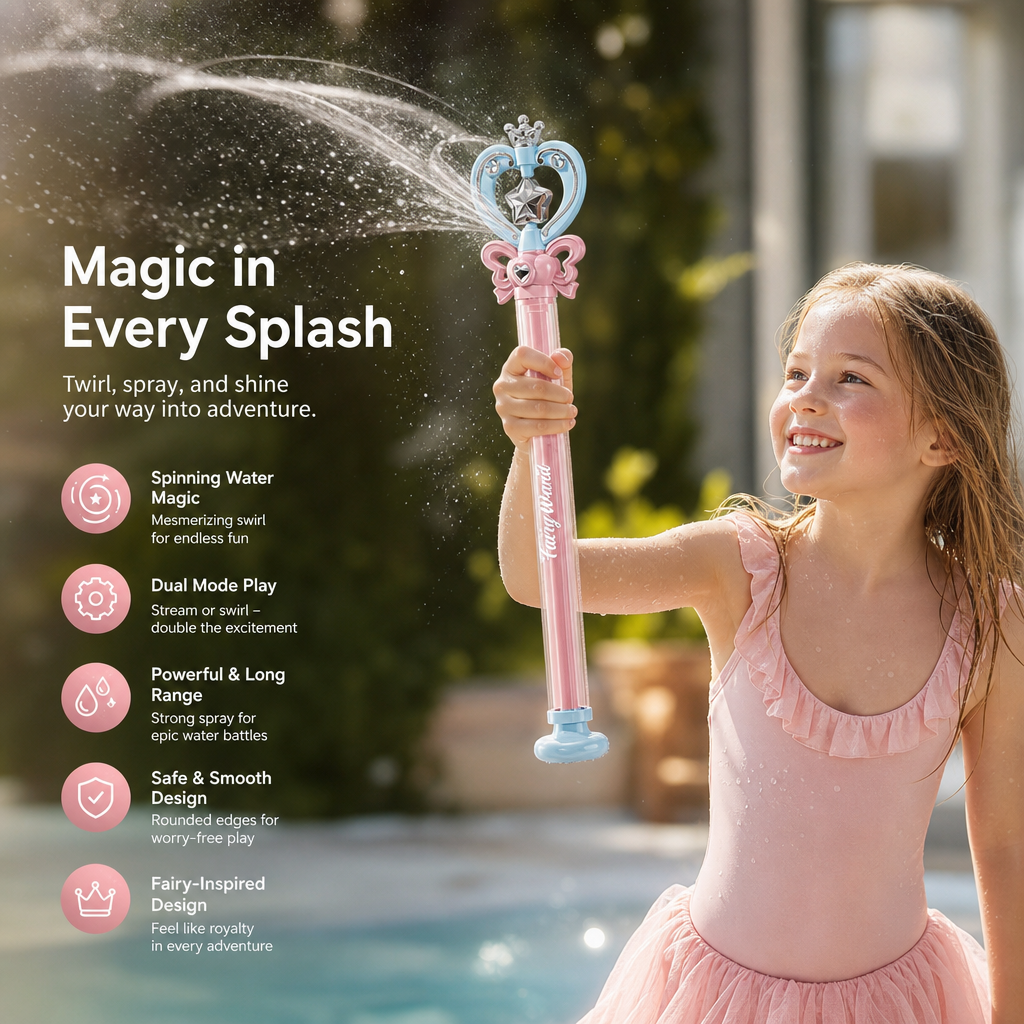Fairy Wand Water Gun Children's Pull-Out Spiral Water Play Toy Gift