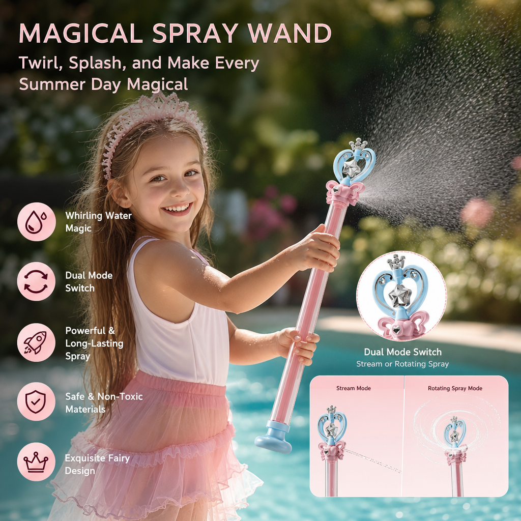 Fairy Wand Water Gun Children's Pull-Out Spiral Water Play Toy Gift