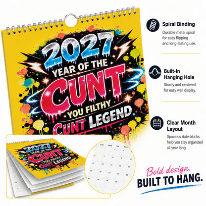 🌟2027 Year of the Cunt Wall Calendar – Bold Graffiti Humor Calendar📆