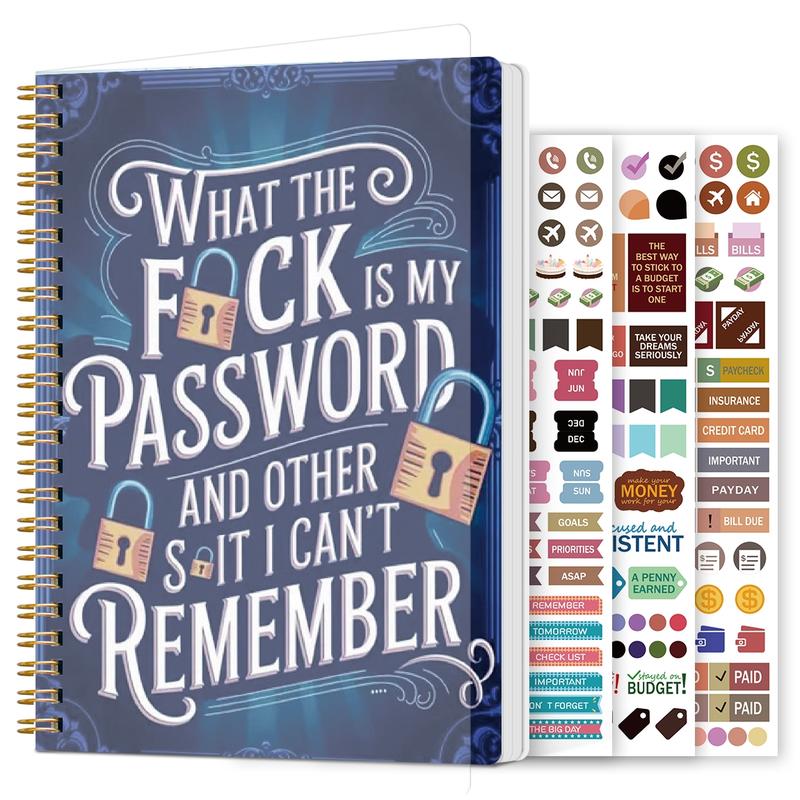 ⏰Sale last 4 hours: Save 49% - 📅Fun password notebook - Spiral bound with lock icons and fun security phrases✍️