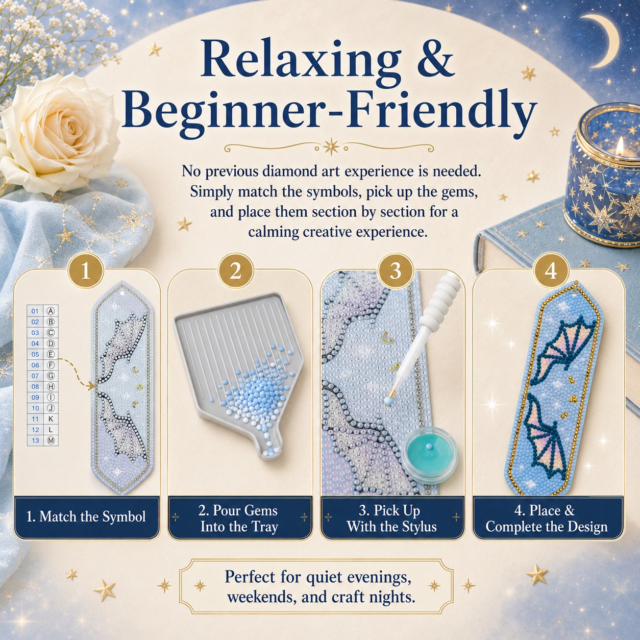 🌌Starlit Romance Diamond Art Bookmark Kit