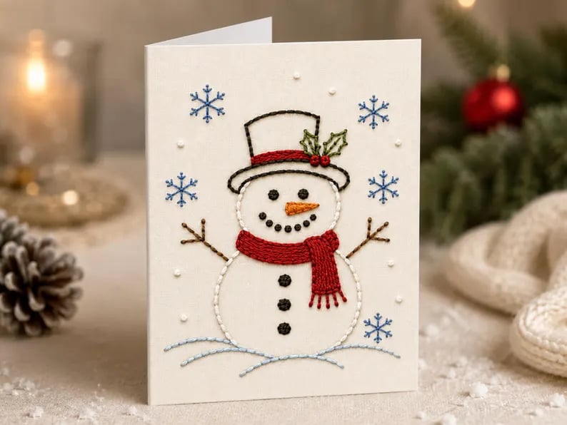 🌲Christmas Hand Embroidery Card DIY Kit | Stitch Your Way Into the Christmas Spirit ✨ 🎁
