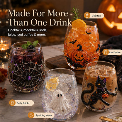 🎃 3D Halloween Artisan Glassware Collection | For Magical Halloween Sips, Eye-Catching 3D Details, Luminous Festive Party Moments & Cozy Fall Home Bar Glow ✨