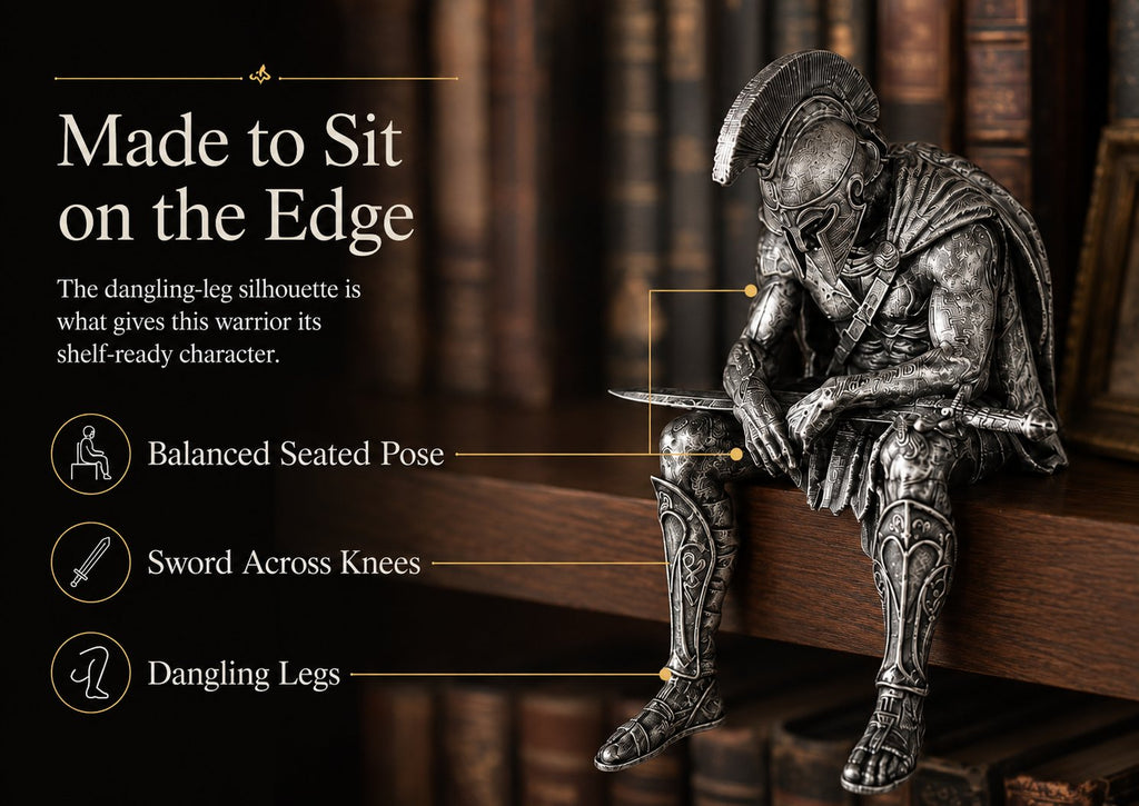 🎁Last Day 49% OFF-⚔️ Ancient Greek Warrior Shelf Sitter – Unique Bookshelf Decor