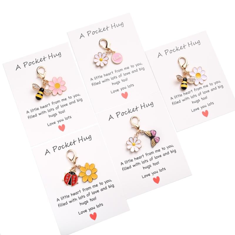🤗Hug Favors –  Appreciation Gifts with Inspirational Cards & Resin Keyrings (Butterfly, Ladybird, Flower, Bee)🦋🌸🐝