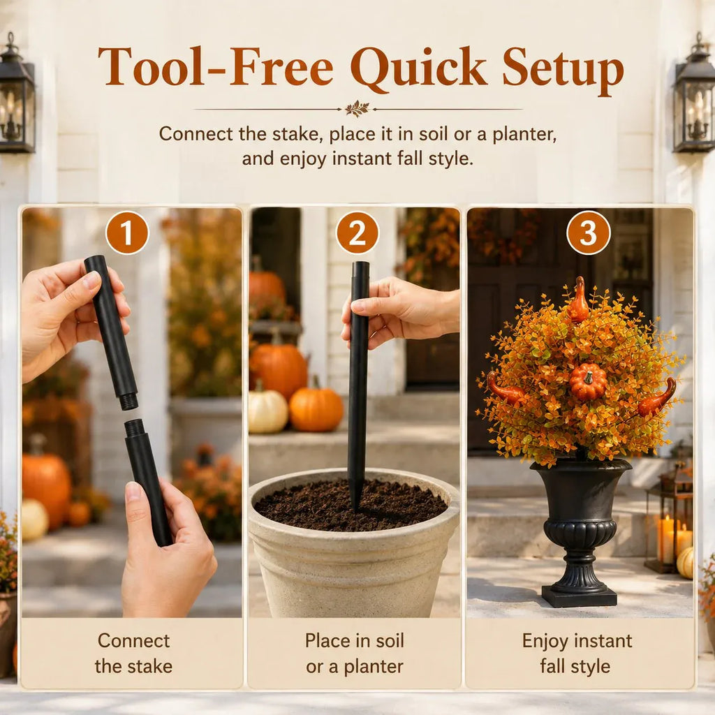 🔥 Artificial Fall Pumpkin Tree Stakes – Instant Autumn Porch Decor