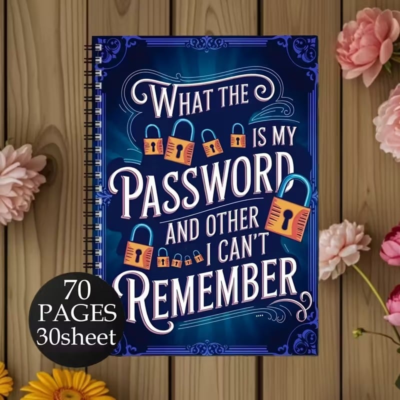 ⏰Sale last 4 hours: Save 49% - 📅Fun password notebook - Spiral bound with lock icons and fun security phrases✍️