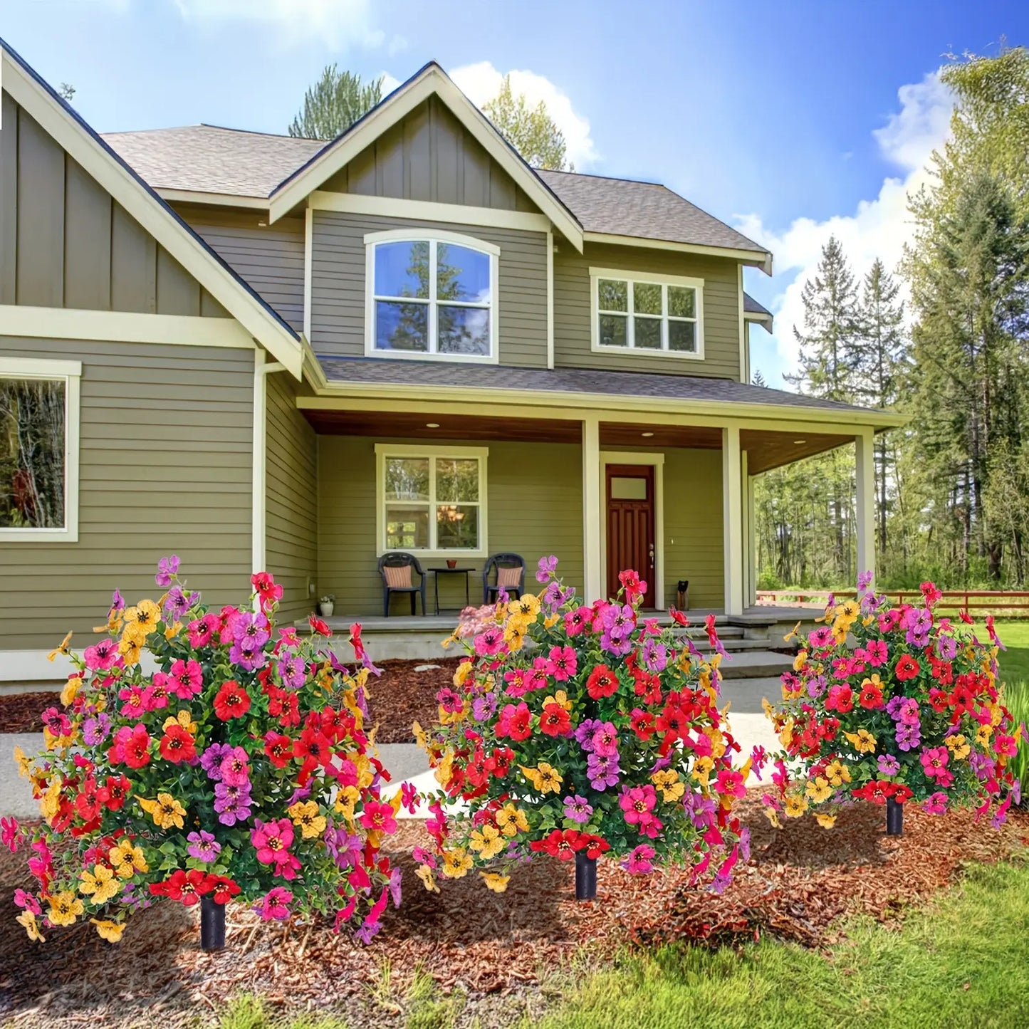 🔥 LAST DAY 50% OFF! 🏡💐Artificial Eucalyptus and Violet Ground-Insert Floral Decoration