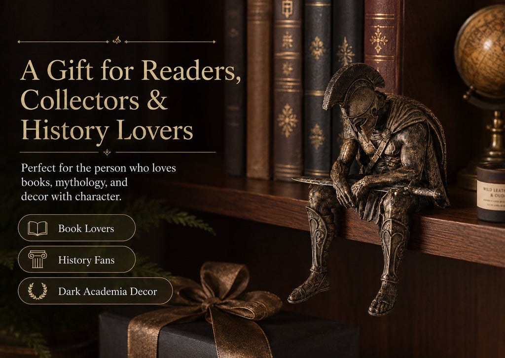 🎁Last Day 49% OFF-⚔️ Ancient Greek Warrior Shelf Sitter – Unique Bookshelf Decor