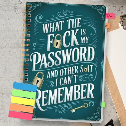 ⏰Sale last 4 hours: Save 49% - 📅Fun password notebook - Spiral bound with lock icons and fun security phrases✍️
