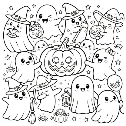 👻🎨Spooky & Cute Bold and Easy Coloring Book – A Whimsical Halloween Adventure(✨Hardcover)