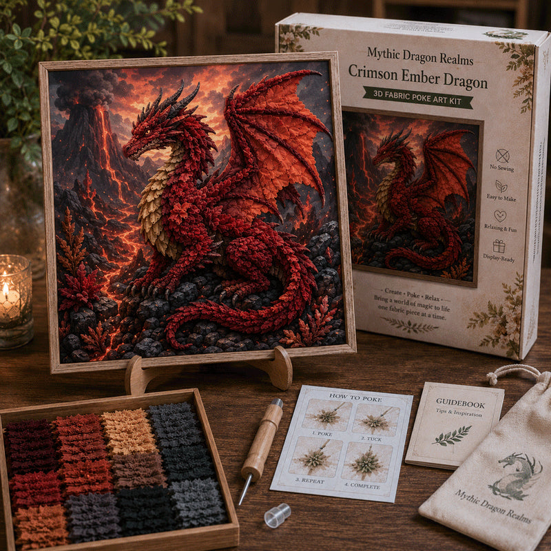 🐉 Mythic Dragon Realms 3D Fabric Poke Art Kit