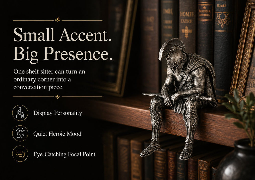 🎁Last Day 49% OFF-⚔️ Ancient Greek Warrior Shelf Sitter – Unique Bookshelf Decor