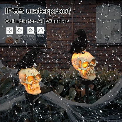 🐦‍⬛Solar-powered animated raven skull garden stake💀 | Halloween garden decoration for outdoors