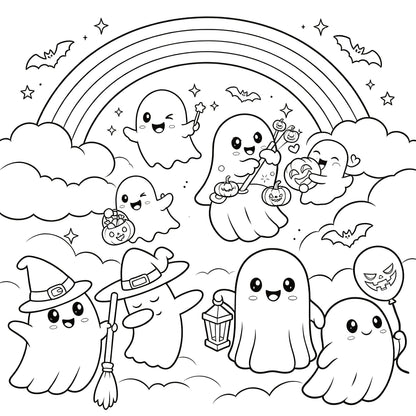 👻🎨Spooky & Cute Bold and Easy Coloring Book – A Whimsical Halloween Adventure(✨Hardcover)
