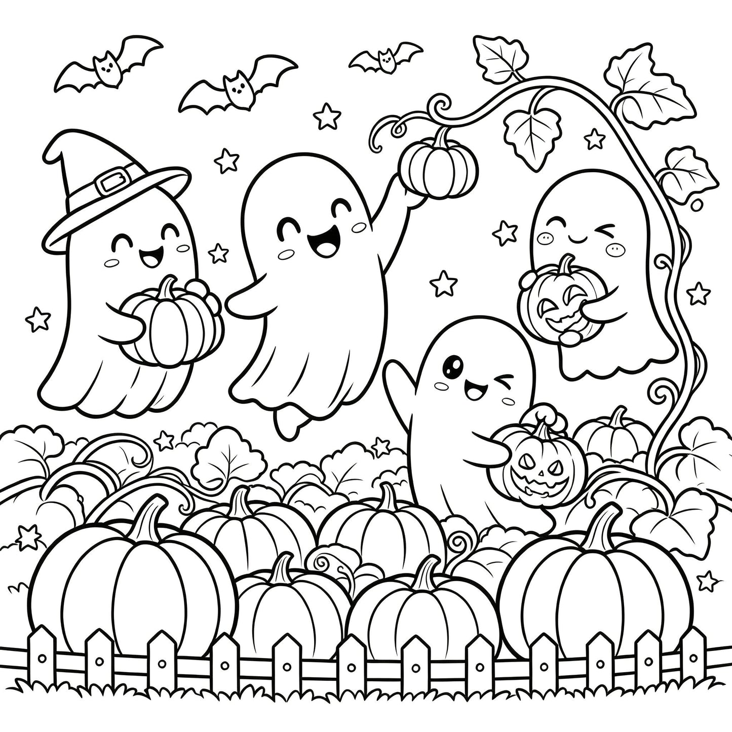 👻🎨Spooky & Cute Bold and Easy Coloring Book – A Whimsical Halloween Adventure(✨Hardcover)