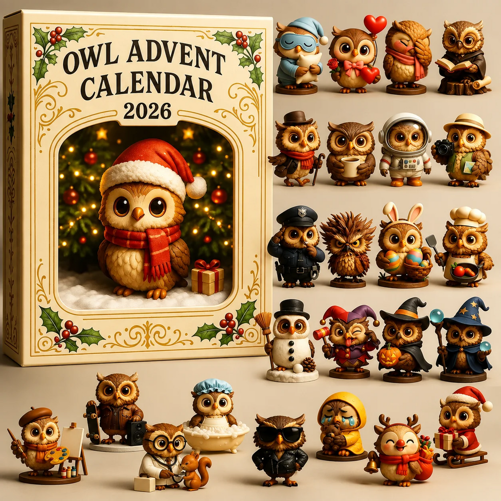 🦉2026 Owl Advent Calendar – 24-Day Christmas Countdown with Collectible Owl Figurines