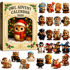 🦉2026 Owl Advent Calendar – 24-Day Christmas Countdown with Collectible Owl Figurines