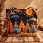 ✨Handmade Quilted Tote Bag — 🎨 Sacred White Buffalo Boho Design, Padded Lined Large Carryall