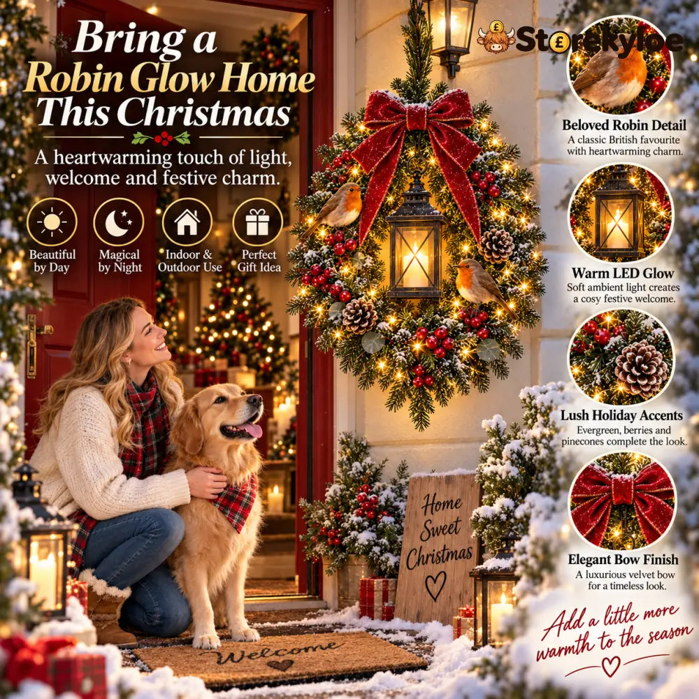 ✨Last Day 49% OFF✨🐦 A Robin Glow™ – Lighted Robin Christmas Wreath