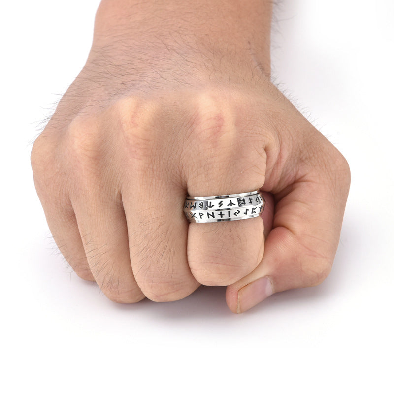✨🎅Christmas offers – For a limited time only!⏰Titanium Steel Viking Rune Rotating Ring