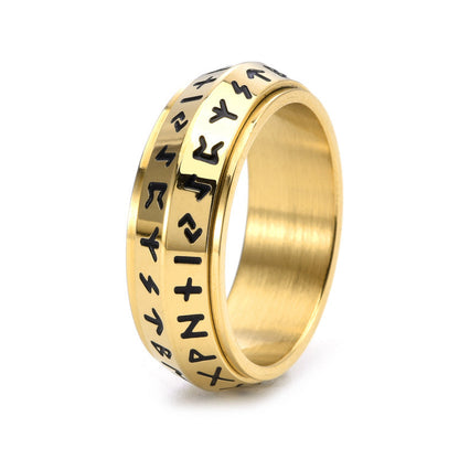 ✨🎅Christmas offers – For a limited time only!⏰Titanium Steel Viking Rune Rotating Ring