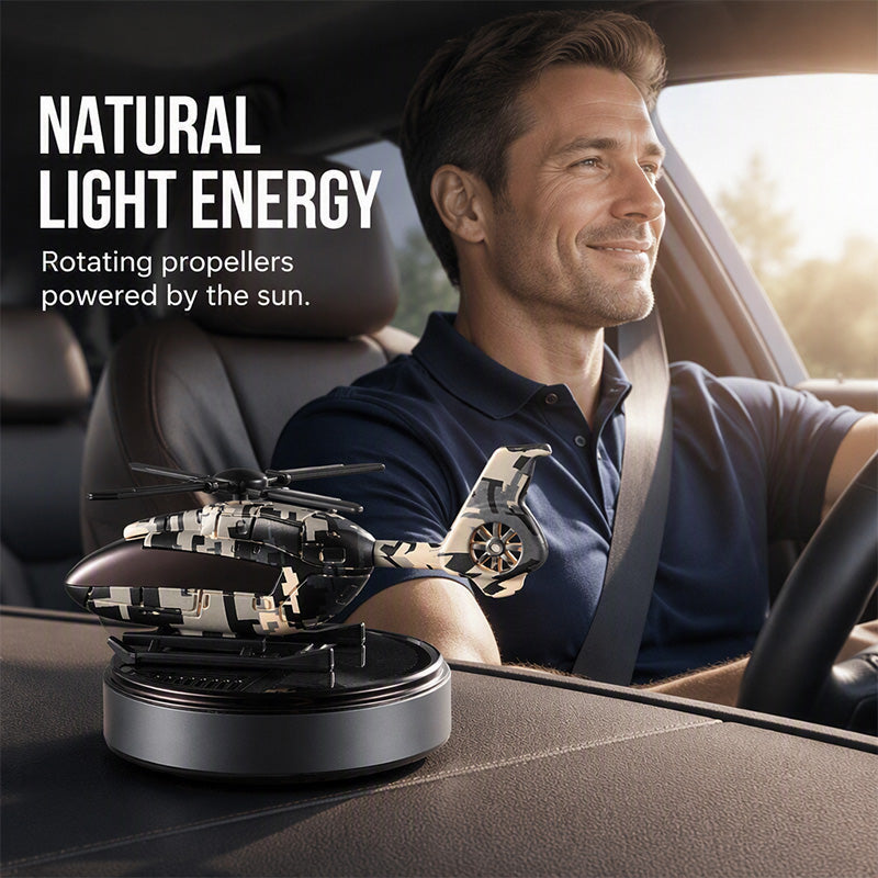 🚁 Solar Rotating Helicopter Car Air Freshener Camo Dashboard Aroma Diffuser